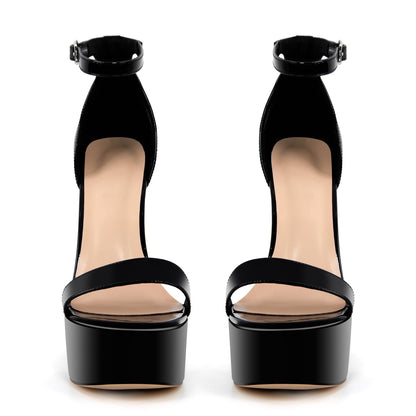 VERISSON Women's Studded Rivets Platform Heels Stiletto High Heel Ankle Strap Heeled Sandals for Women Party Dress Prom Shoes Black Size 12
