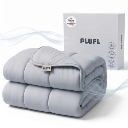 Plufl Breeze Blanket Cooling Comforter, Queen 76" x 80", Cool Gray Bedding