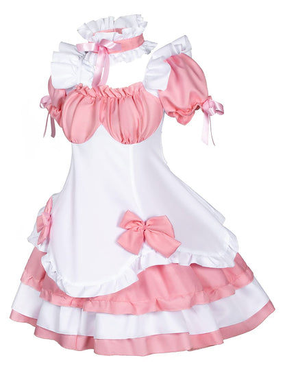 Anime French Maid Lolita Fancy Queen Princess Dress Cosplay Costume - Sissy. - Feminization （Pink XL）