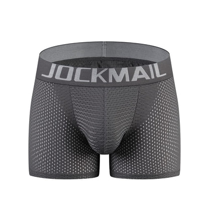 JOCKMAIL Mesh Mens Underwear Boxer Back Mens Padded Underwear Boxer with Hip Pad Men's Boxers (as1, alpha, m, regular, regular, Grey)