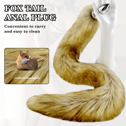 Butt Plug Fox Tail, Artificial Handmade Yellow-Brown Colour Tail, Detachable Multi-Function Vestibule Anal Plug Adult Products Cosplay Couples Erotic Games SM Toys-2.2CM Anal Plugs