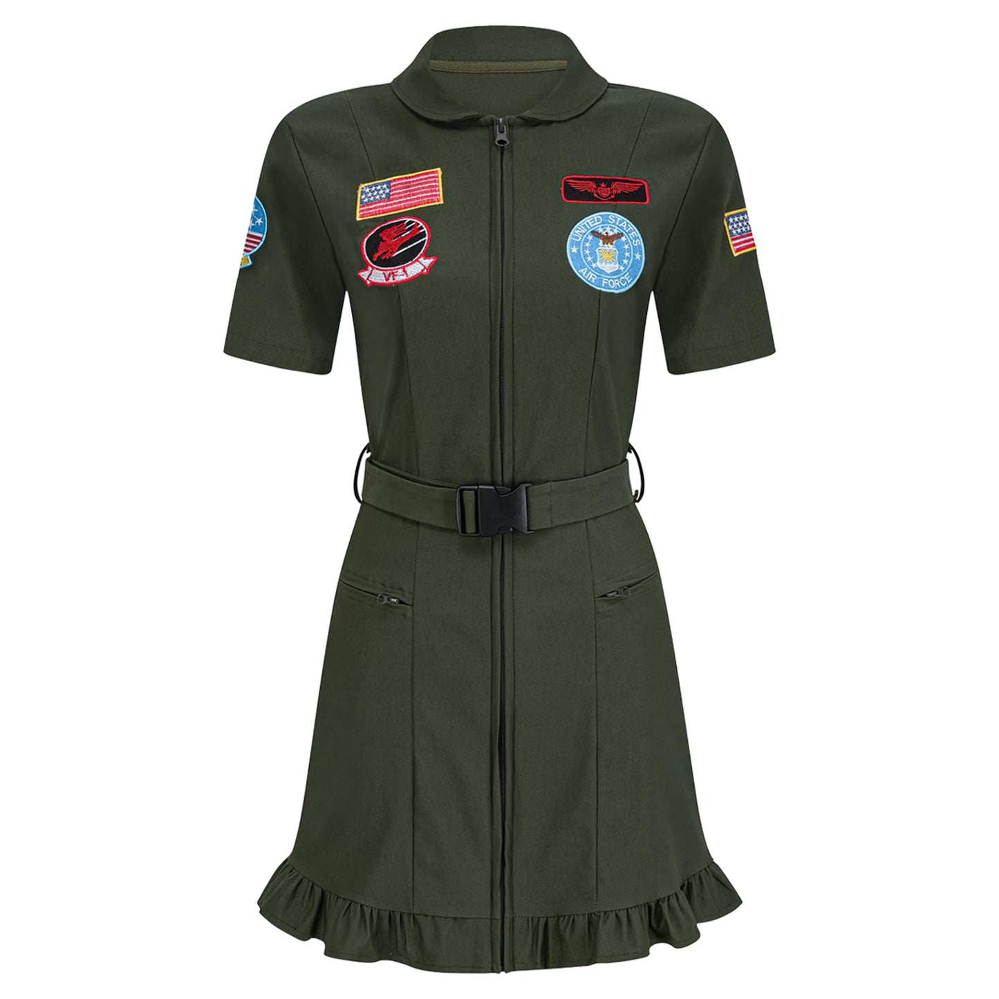 Halloween Costumes for Adult 2025 Pilot Flight Costume Dress for Women,M