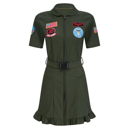 Halloween Costumes for Adult 2025 Pilot Flight Costume Dress for Women,M