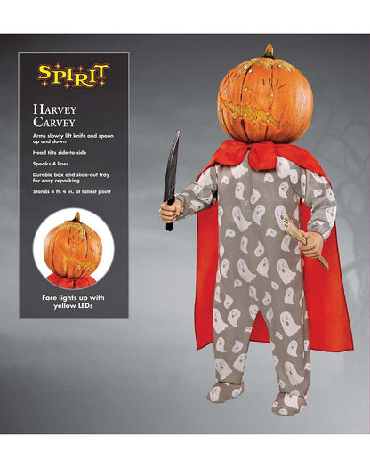 Spirit Halloween 4 Ft 4 In Harvey Carvey Animatronic, Scary Animated Decor