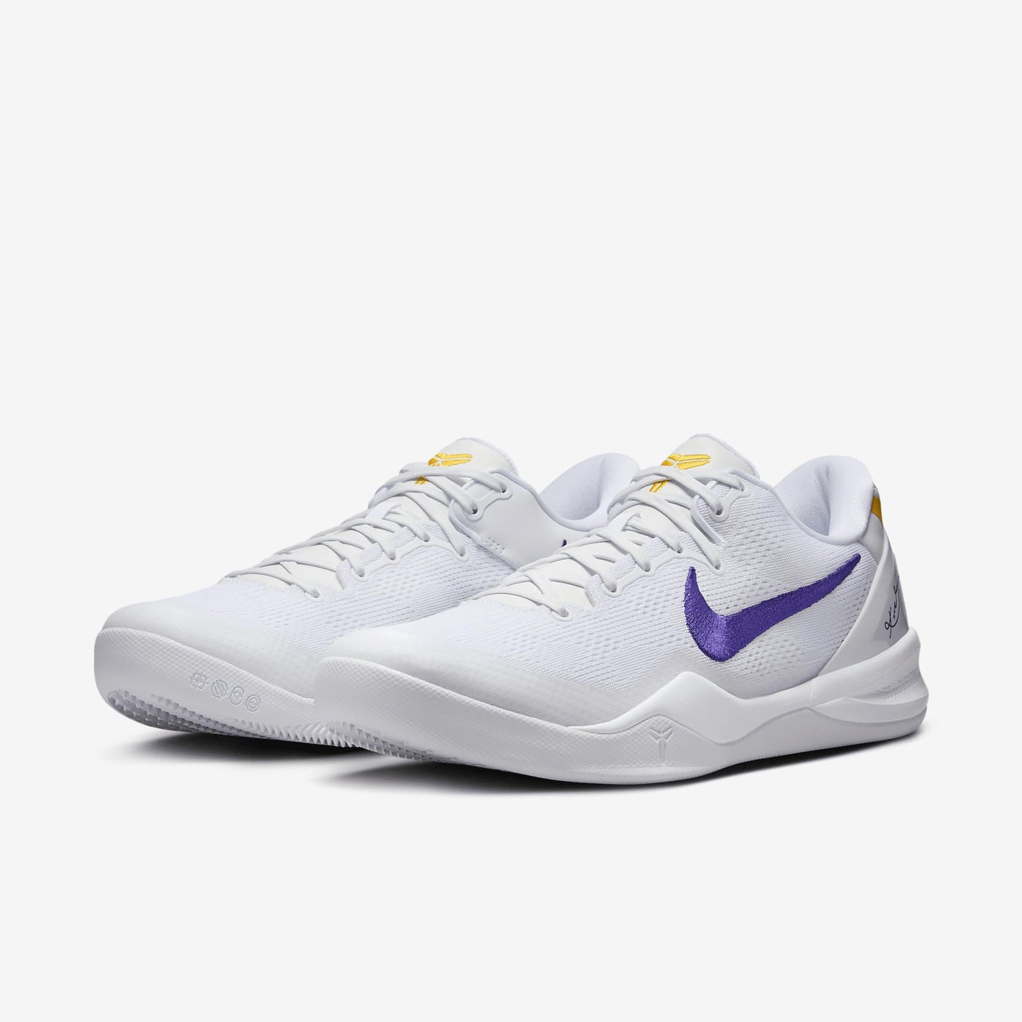 Kobe VIII Protro Basketball Shoes (HF9550-100, White/University Gold/Court Purple) Size 8