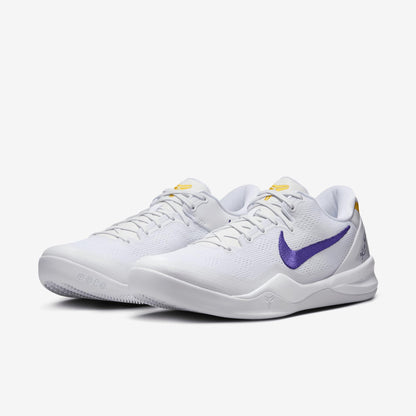 Kobe VIII Protro Basketball Shoes (HF9550-100, White/University Gold/Court Purple) Size 8