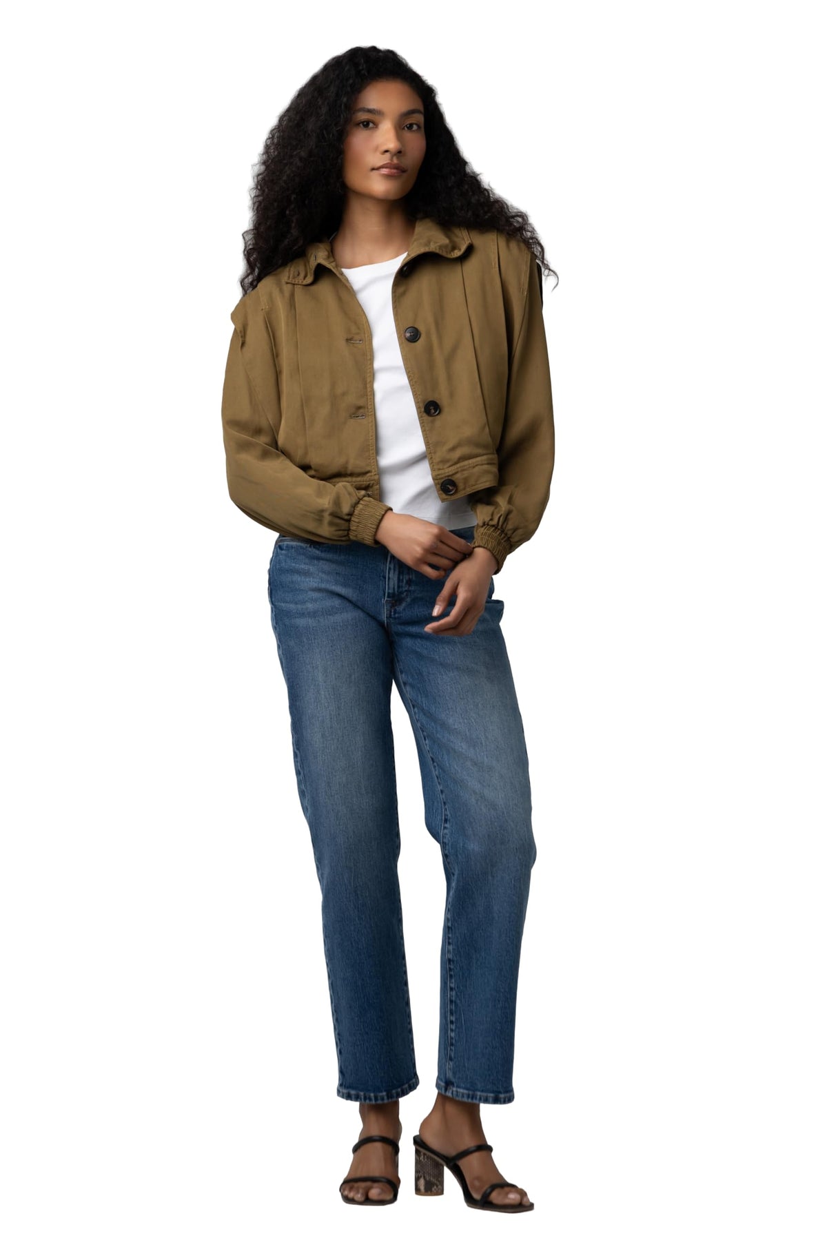 Blank NYC Women's Secret Sauce Pleated Jacket, Olive, X-Small