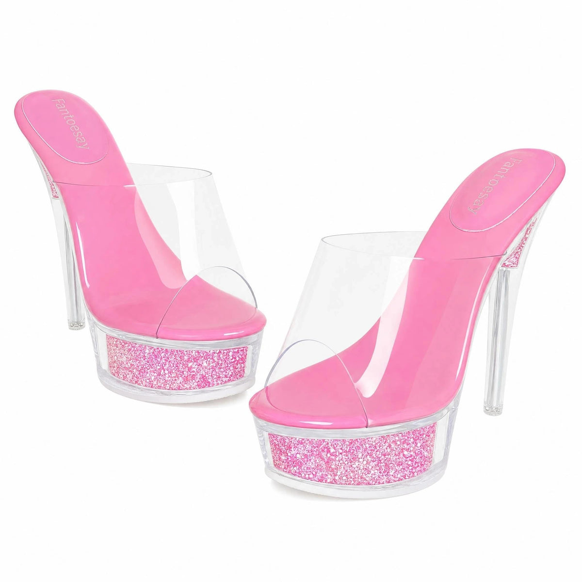 Sissy Feminization Clear Heels Platform Sandals for Women HotpinkUS9.5