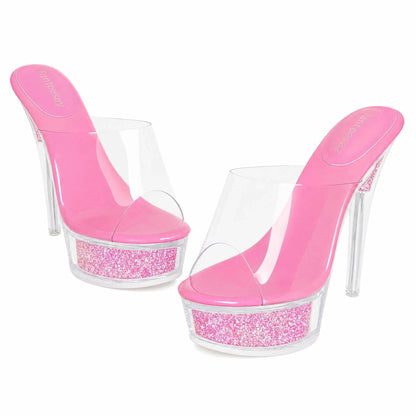 Sissy Feminization Clear Heels Platform Sandals for Women HotpinkUS9.5