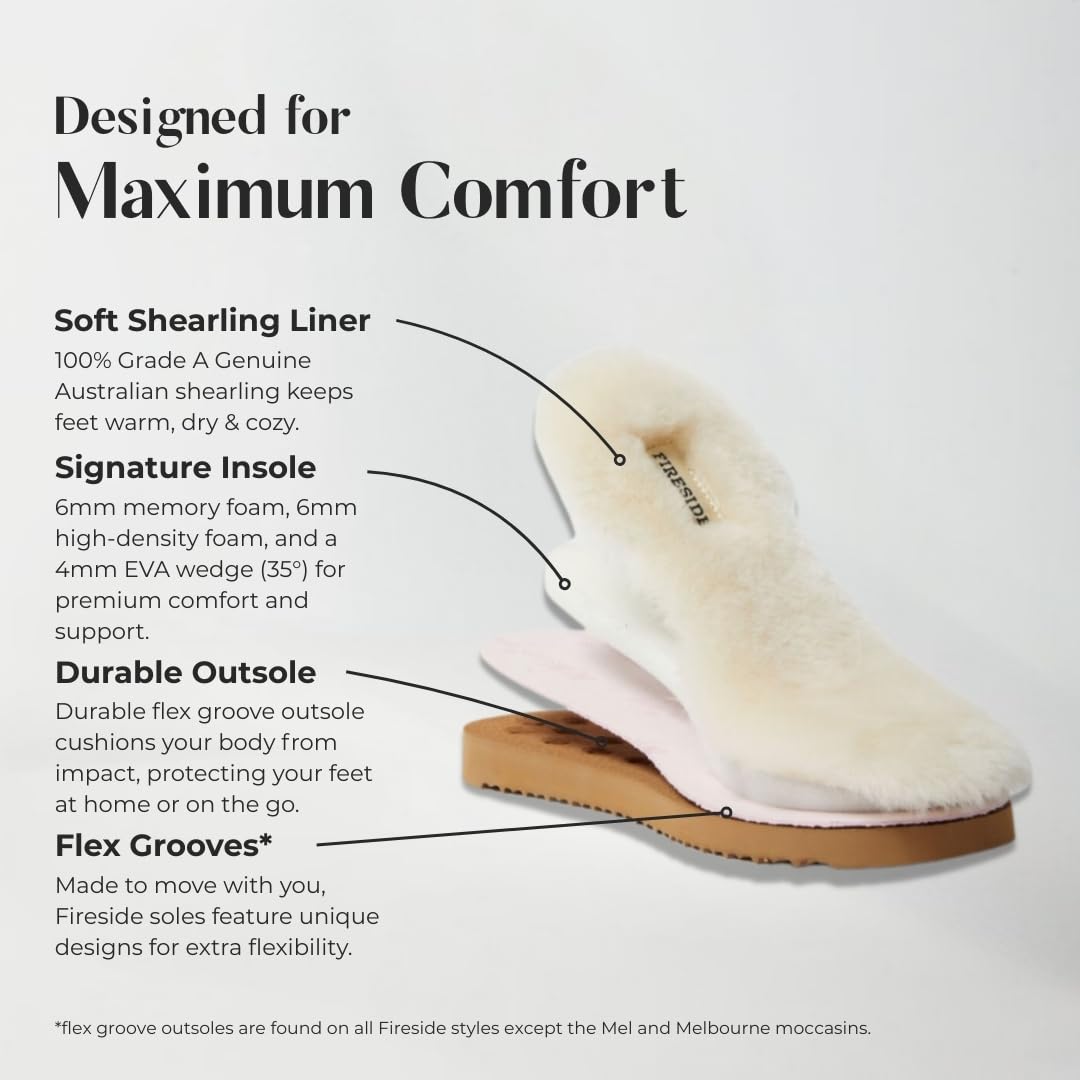 Dearfoams Women's Fireside Sydney Shearling Fur Indoor/Outdoor Scuff Slipper with Wide Widths, Chestnut, 6.5