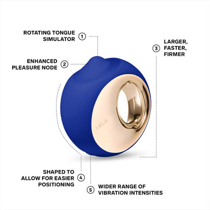 LELO ORA 3 Oral Pleasure Massager, Tongue Licking Toy for Woman Sensual Small Vibrator Personal Stimulator for Oral Sex, Midnight Blue, 1 Count (Pack of 1)