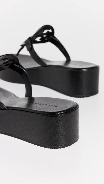 Tory Burch Women's Miller Wedge Sandals, Perfect Black, 8.5 Medium US