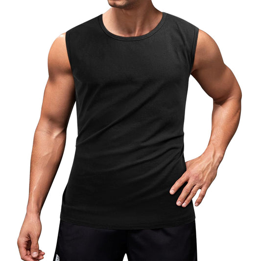 Sleeveless Workout Shirts for Men Running Comfort Lightweight Breathable Tees Crewneck Going Out Tank Tops Summer Beah Trendy Casual Street Wear Slim Fit Printed Vintage Clothes,2XL Black