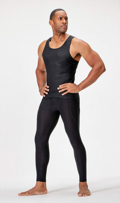 DEVOPS 3 Pack Men's Muscle Dry Fit Compression Tank Top (Large, Black/Black/Black)