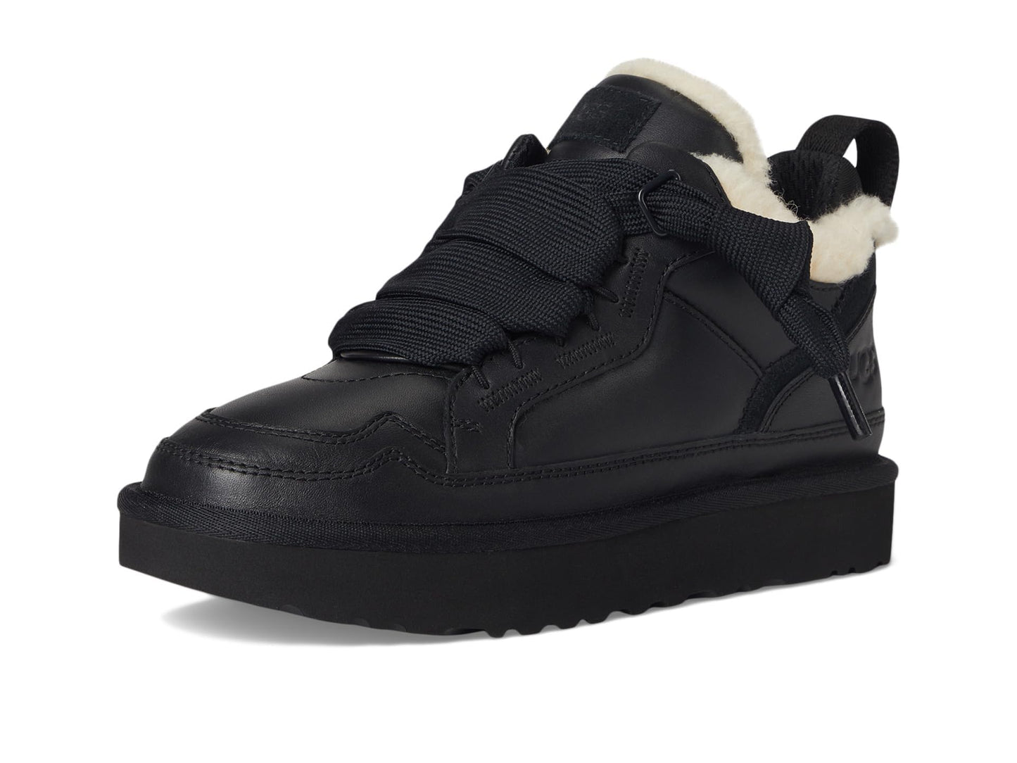 UGG Women's Lowmel Lthr Sneaker, Black, 8