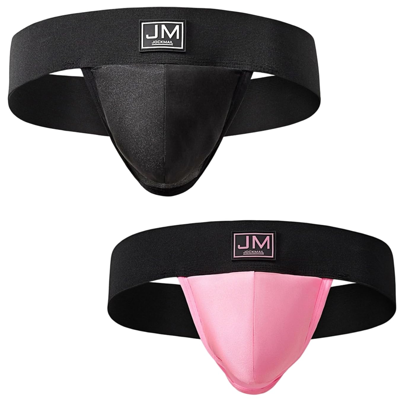 JOCKMAIL Men's Jockstrap Underwear Pouch Jock Strap Athletic Supporter with Stretch Pouch & Elastic Waistband (US, Alpha, Medium, Regular, Regular, 2, PINK+BLACK)