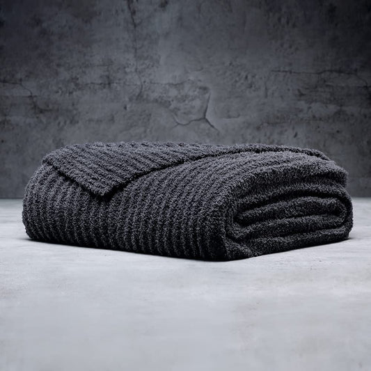 LUXOME Ultra Plush Throw Blanket | Super Soft | 50"x70" | Viscose & Polyester Blend | Charcoal (Dark Grey)