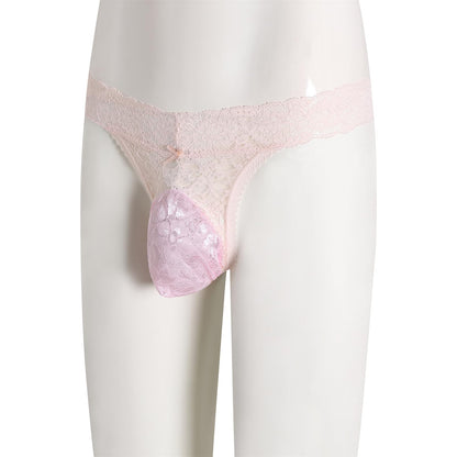 GNFVQLLE Lace Frilly Sissy Panties Femboy Mens Thong Sexy Underwear Male Lingerie Girly Clothes Feminine Outfit Pink