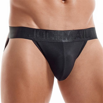 JOCKMAIL Mens Jockstrap Underwear Jock Straps Male Athletic Supporters for Men Black