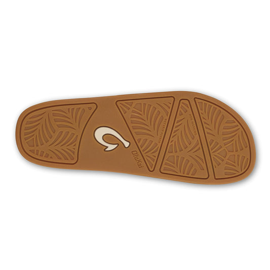OLUKAI Ho'ala Slide Women's Leather Sandals, Premium Materials & Suede Details, Sheepskin Shearling & Durable Sole, All-Day Comfort & Wear, 9, Tan/Puka