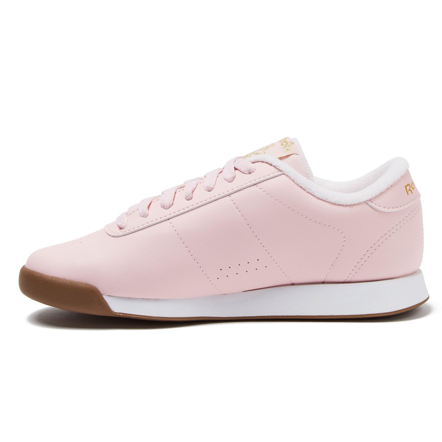 Reebok Princess Sneakers for Women, Comfortable Walking or Tennis Womens Shoes, Pink/White/Gold Metallic, 7