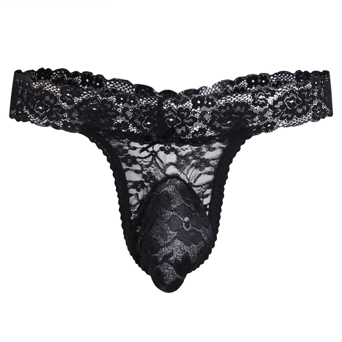 Gay Lace Frilly Sissy Panties Femboy Mens Thong Sexy Underwear Black