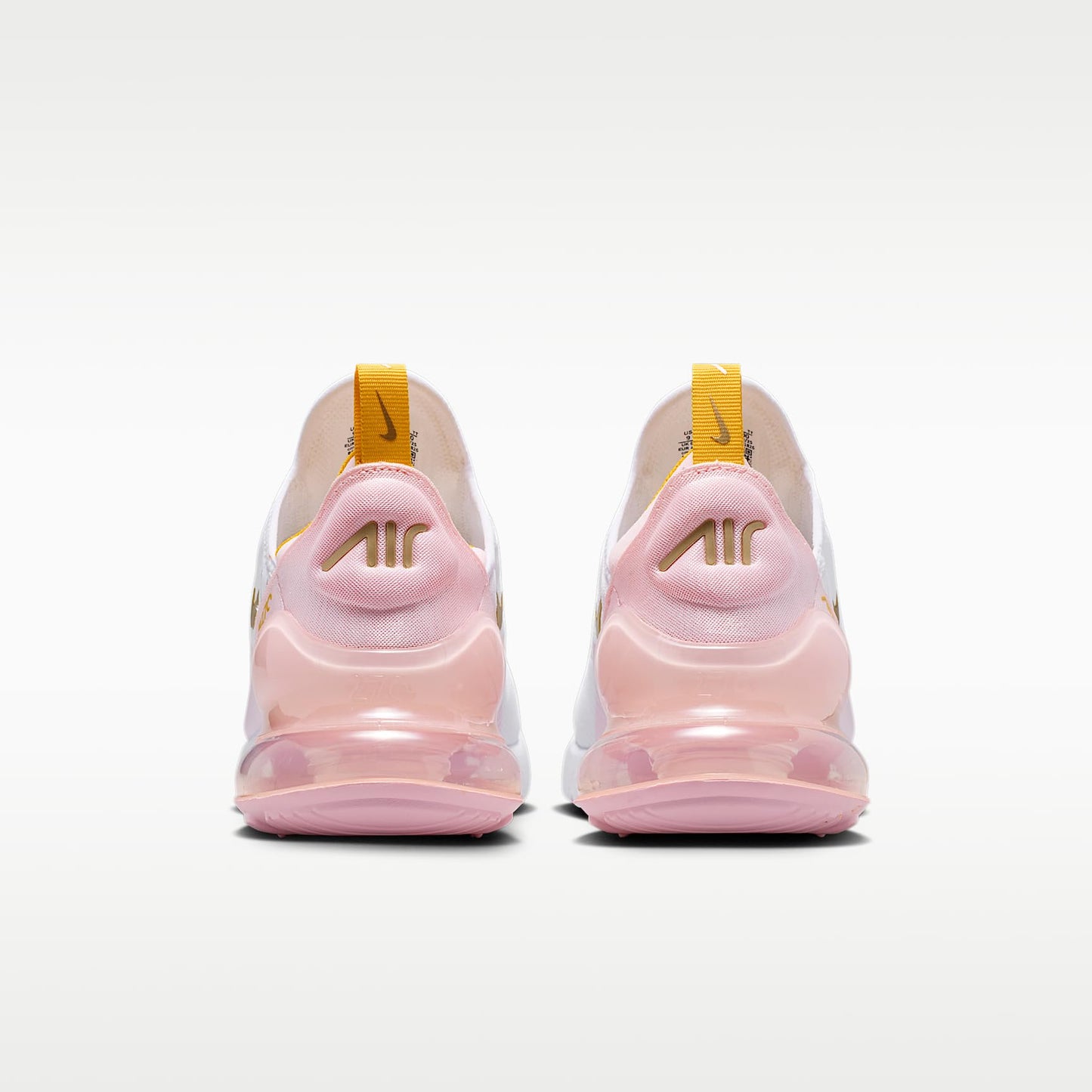 Nike Air Max 270 Women's Shoes (White/University Gold/Pink Foam/Metallic Gold) Size 7.5