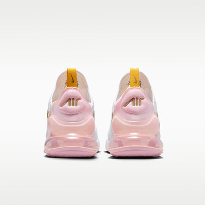 Nike Air Max 270 Women's Shoes (White/University Gold/Pink Foam/Metallic Gold) Size 7.5
