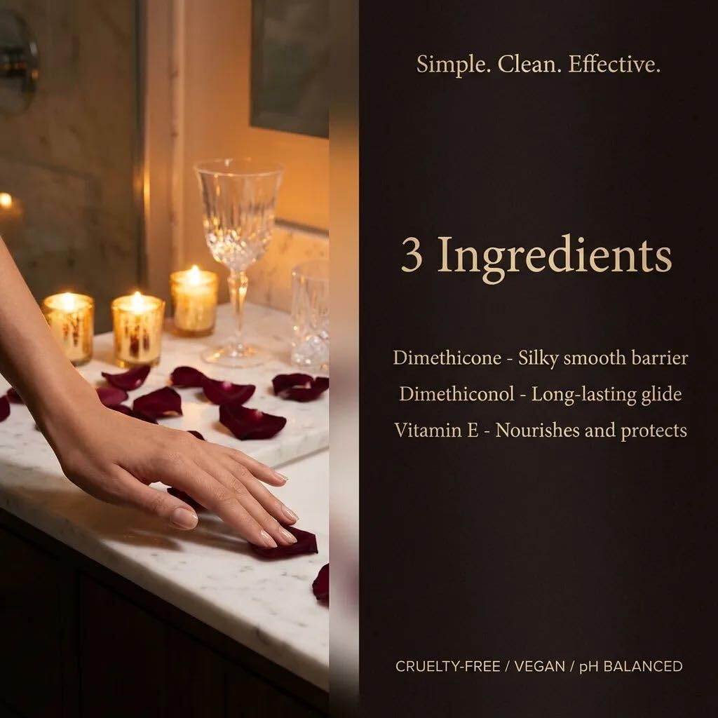 W For Her Silicone Personal Moisturizer for Women - 3-Ingredient Formula with Vitamin E - Long-Lasting, Water-Resistant, Unscented, No Residue - Paraben & Glycerin Free - Glass Pump Bottle, 2 Fl Oz