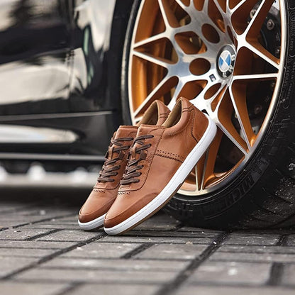 Piloti Driving Shoes for Men, Avenue Italian Leather Driving Performance Everyday Sneakers for Men,Cognac 10