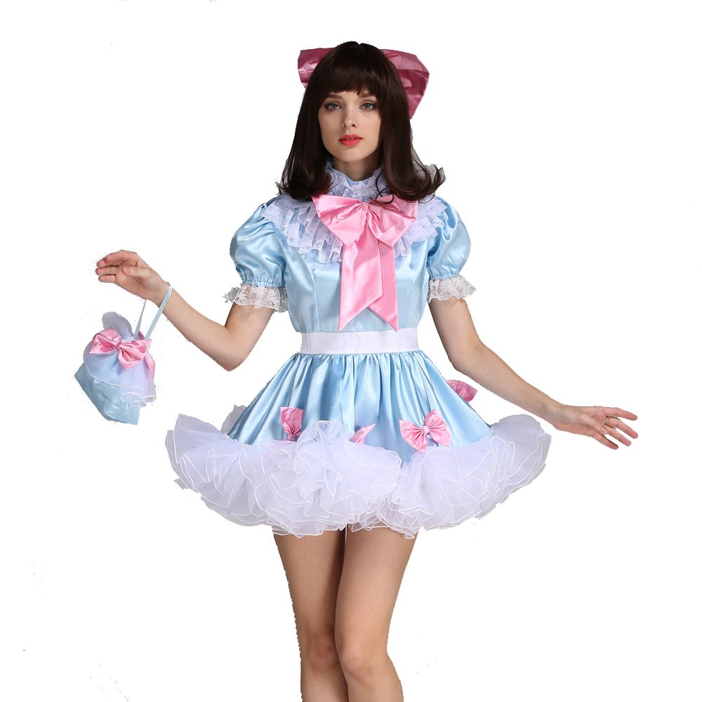 Sissy Lockable Maid Bow Dress Stain Puffy Crossdressing