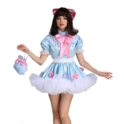 Sissy Lockable Maid Bow Dress Stain Puffy Crossdressing
