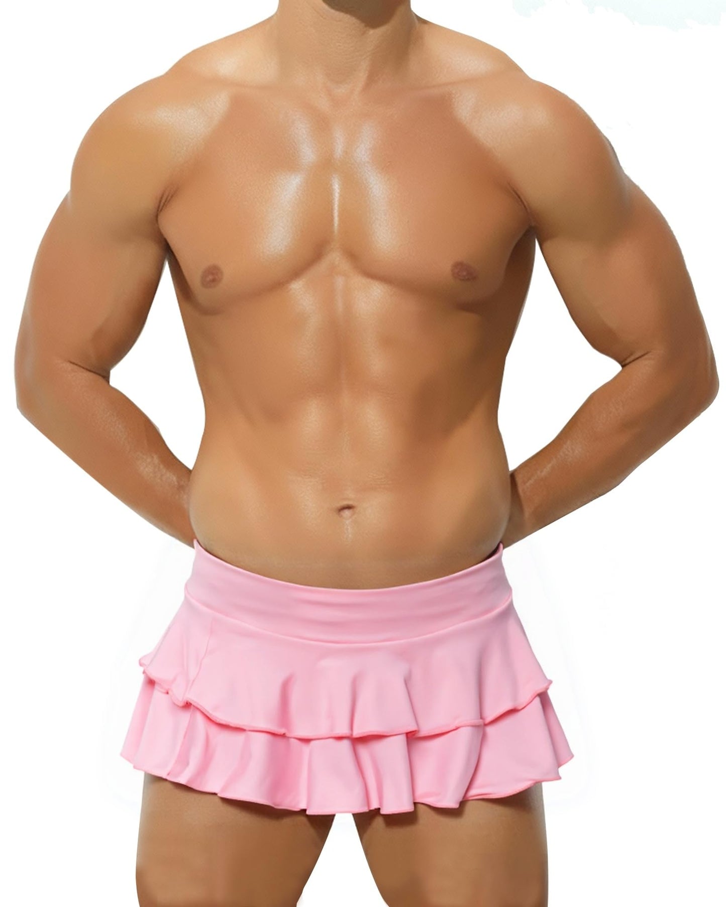 Men's Costume Outfit -Ruffled Sexy Layered Mini Skirt Sissy Outfit- Crossdressing