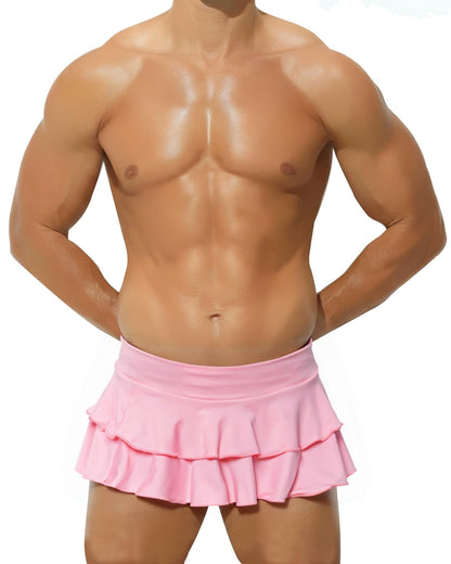 Men's Costume Outfit -Ruffled Sexy Layered Mini Skirt Sissy Outfit- Crossdressing