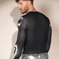 GORGLITTER Men's Body Print Crop T Shirt Long Sleeve Crewneck Tee Shirts Top Black and White Small