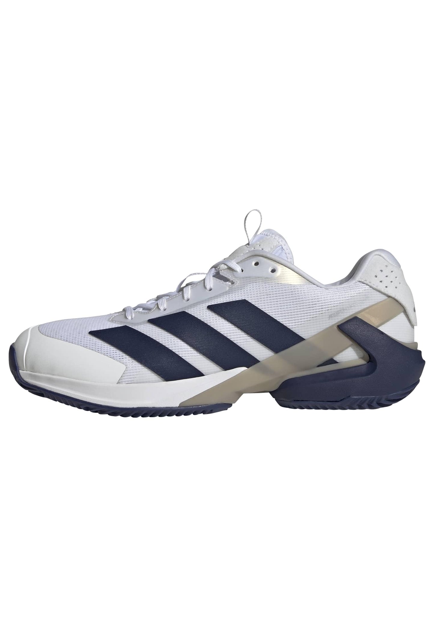 adidas Men's Adizero Ubersonic 5 Clay Tennis, White/Dark Blue/Silver Metallic, 11