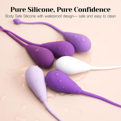 Tracy's Dog Kegel Weights System for Women - 6 Graduated Silicone Weights, Ergonomic Tapered Design, Waterproof with Storage Pouch, Olin