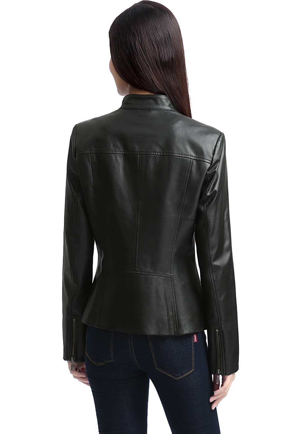 BGSD Women Mila Lambskin Leather Jacket (Also available in Plus Size & Petite), Black, X-Large