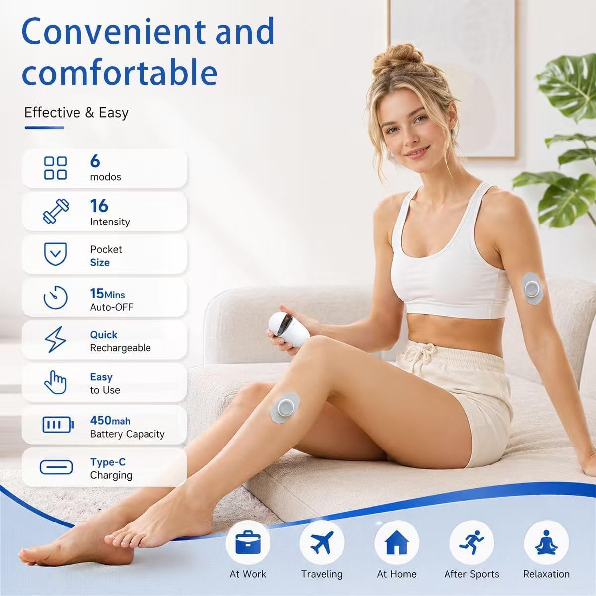 tebazoew Relivex Muscle Massage, Wireless & Compact with Charging Case, Perfect for Office, Gym, Travel(White)
