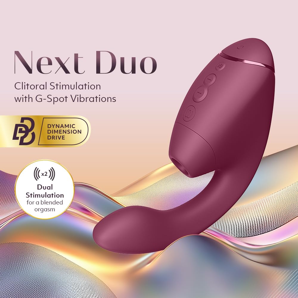 Womanizer Next Duo Rabbit Vibrator for Women | 14 Vibration & Sucking Modes 10 Patterns | Dual Motor Dildo Adult Toy with Clit Sucker & G-Spot Vibrator | Quiet Clitoral Stimulator Sex Toys | Pink
