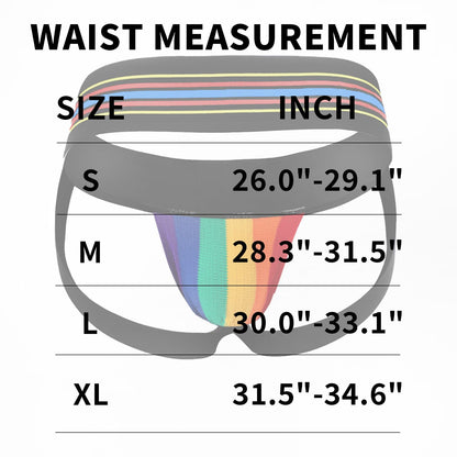 RunHero Cotton Mens Sexy Thong, Athletic Supporter Wide Band Breathable G-String Briefs Underwear for Sports or Bikini, Rainbow, L