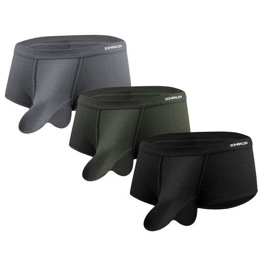 ZONBAILON Men's Dual Pouch Underwear Sport Boxer Briefs Cotton Moisture Wicking Sexy Short Trunk