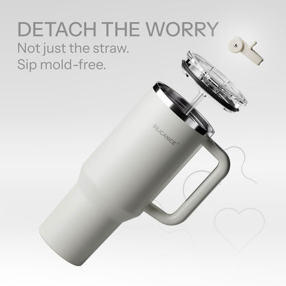 SILICANICE Easy Clean Pro Tumbler - 40 oz Water Bottle with Handle Quick-Disassemble Flip Straw, Leakproof Insulated Stainless Steel, Dishwasher Safe, BPA-Free Gifts for Women & Men