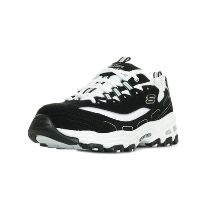 Skechers Sport womens D'lites Biggest Fan Memory Foam Lace-up Sneaker,Black/White,9.5 W US