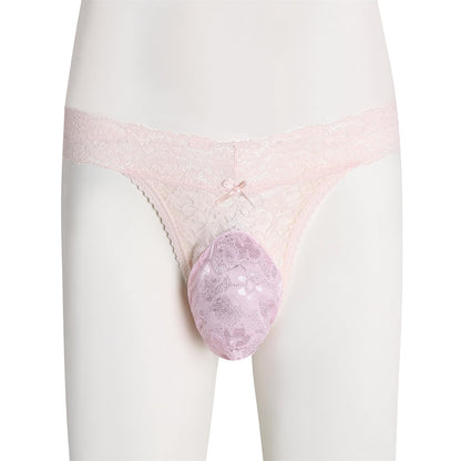 GNFVQLLE Lace Frilly Sissy Panties Femboy Mens Thong Sexy Underwear Male Lingerie Girly Clothes Feminine Outfit Pink