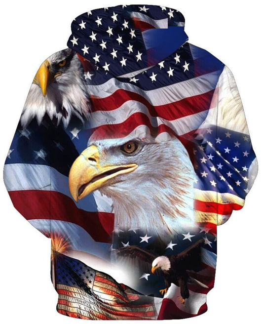 3D Printed American USA Flag Eagle Hoodie Pullover Sweatshirt Cool Hoodies for Men Women 03 M