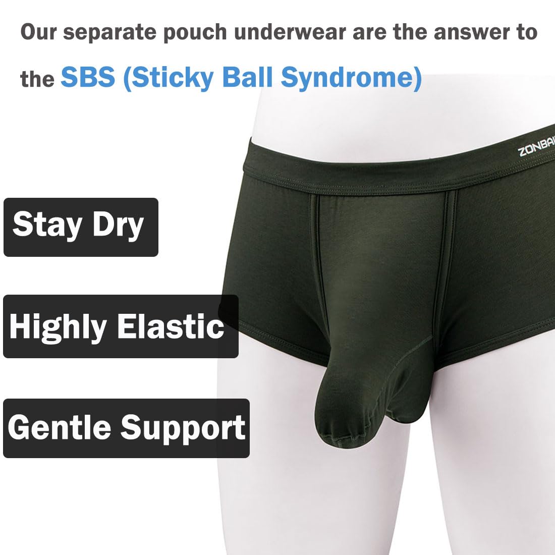 Men's Bulge Boxer Briefs Modal Underwear Separate Pouch Comfort Cool Dry Pack M