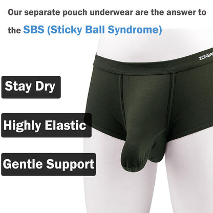 Men's Bulge Boxer Briefs Modal Underwear Separate Pouch Comfort Cool Dry Pack M