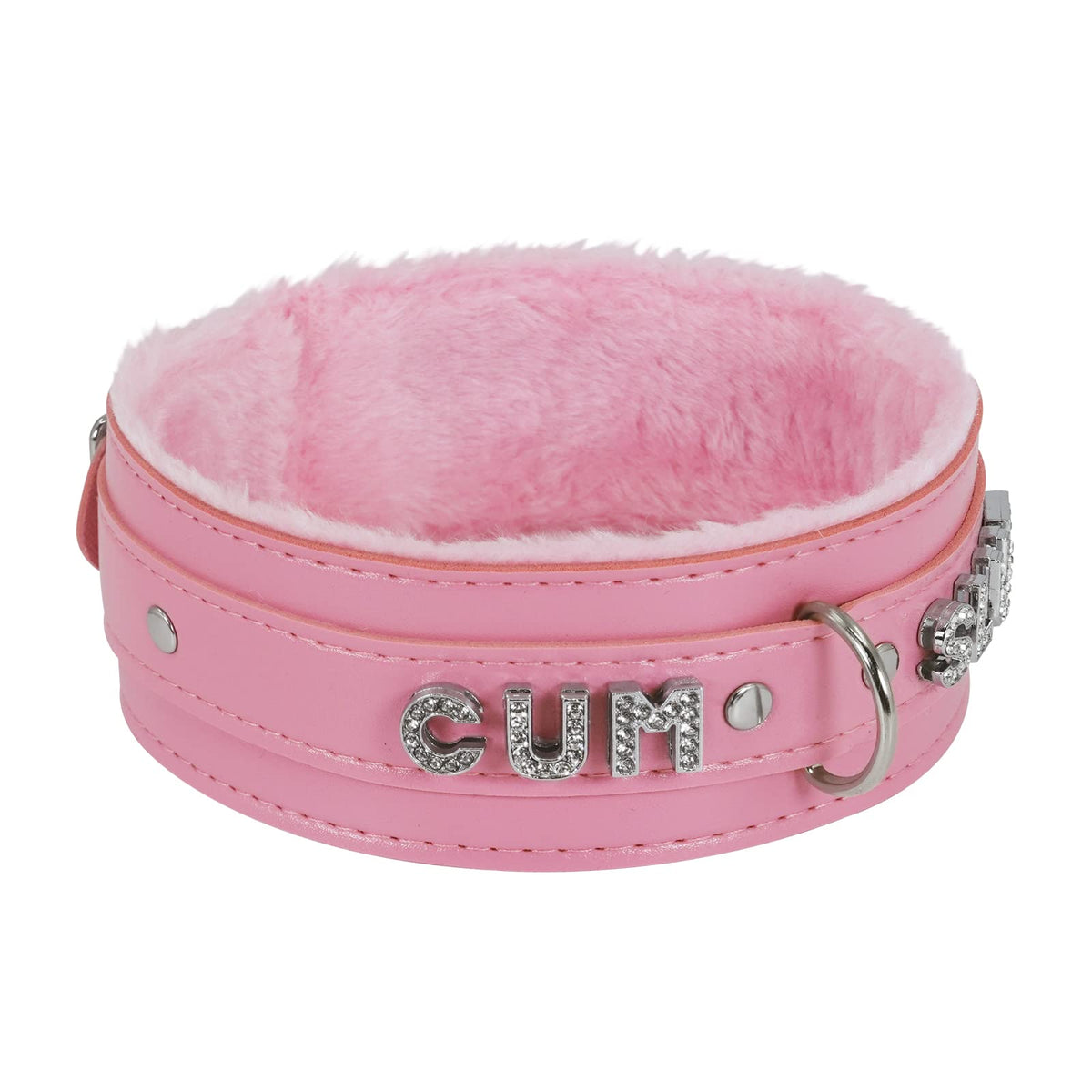 Sissy Pink Choker Necklace for Women Leather Collar Fluffy Punk Leash Neck Choker Gothic Cosplay Sexy Jewelries