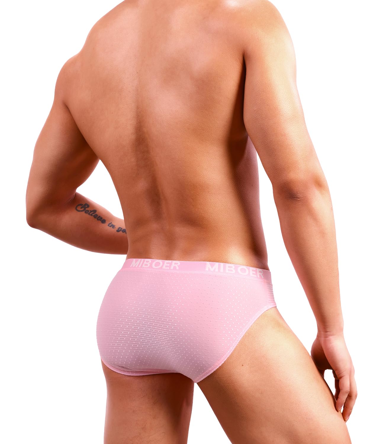 PAIZH Men's Sexy Bikini Briefs Low Rise Soft Lightweight Bulge Pouch Underwear Pink L